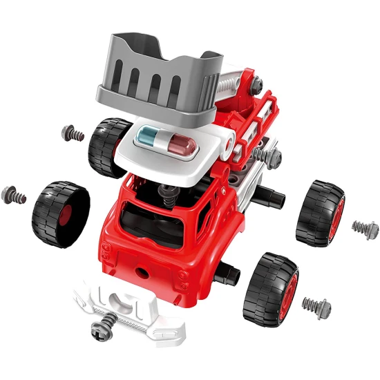 Stavebnice hasičského auta na dálkové ovládání, které si dítě sestaví samo.