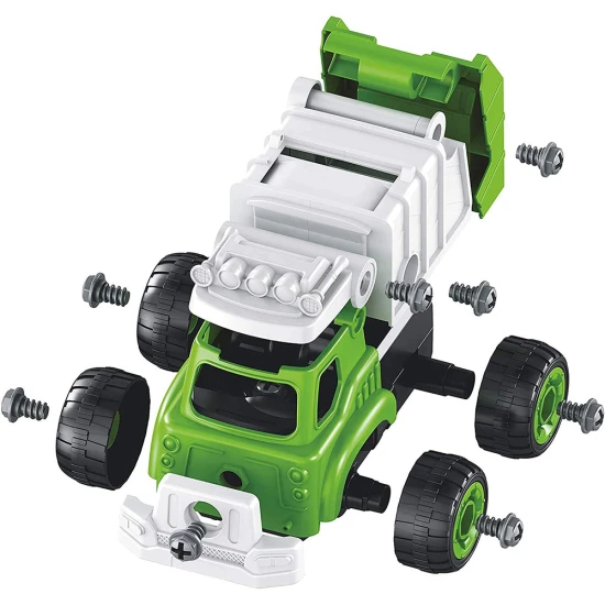 Stavebnice popelářského auta (2 varianty vzhledu auta) na dálkové ovládání, které si dítě sestaví samo.