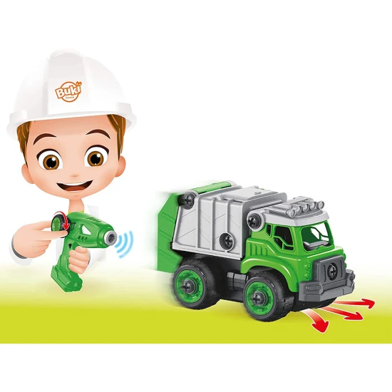 Stavebnice popelářského auta (2 varianty vzhledu auta) na dálkové ovládání, které si dítě sestaví samo.