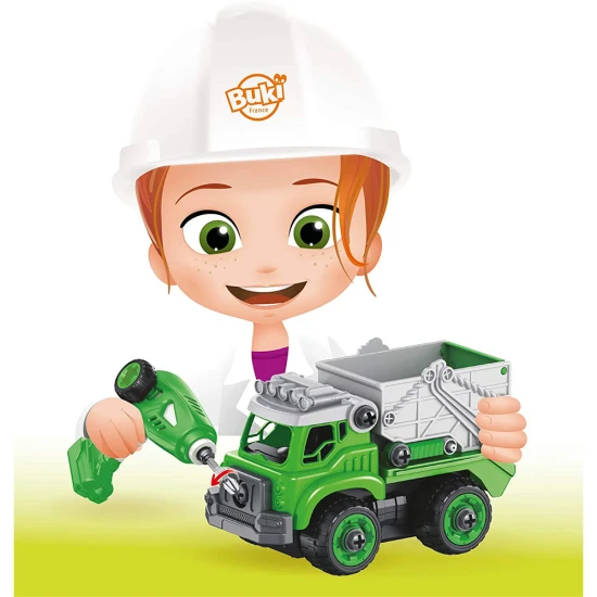 Stavebnice popelářského auta (2 varianty vzhledu auta) na dálkové ovládání, které si dítě sestaví samo.