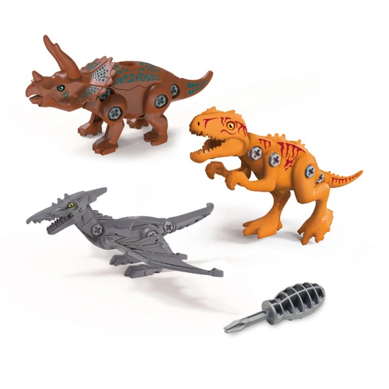 Stavebnice tří dinosaurů pro milovníky dinosaurů, kteří rádi mistrují. 