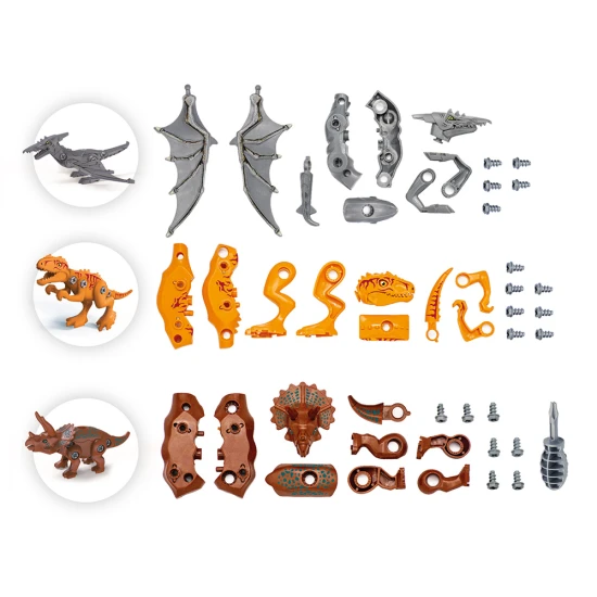 Stavebnice tří dinosaurů pro milovníky dinosaurů, kteří rádi mistrují. 