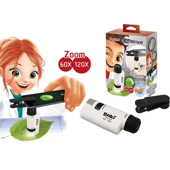 Kapesní mikroskop je zvětšovací přístroj se zabudovaným LED světlem.