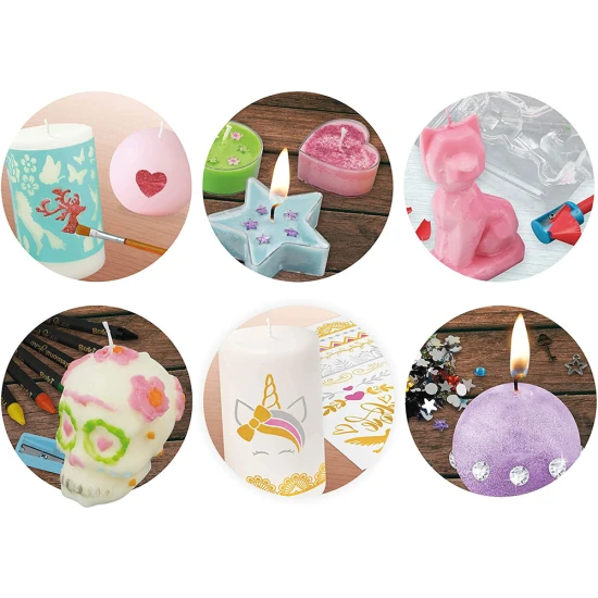 Buki France Výroba svíček Vyrobte a ozdobte přírodní svíčky ze sójového vosku a bavlněných knotů.