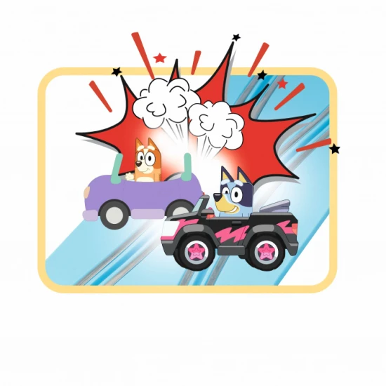 Autodráha Carrera FIRST s autíčky Bluey a Bingo, dětská závodní dráha s rovinkami, zatáčkami a bránkami