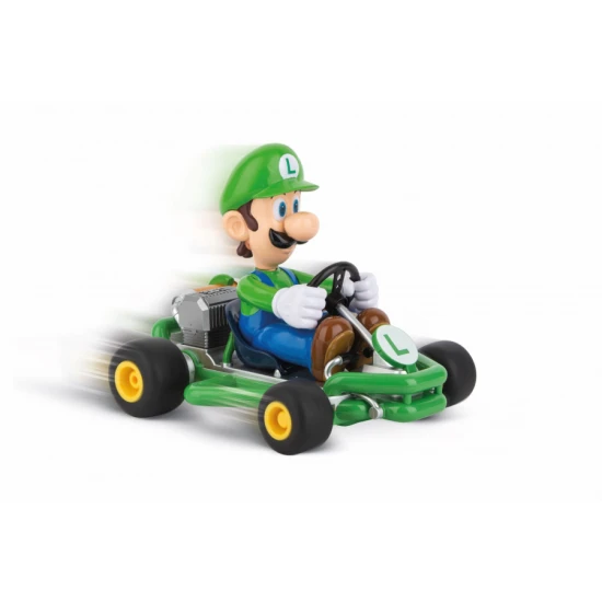 RC motorka Carrera Luigi s postavičkou z Nintendo, jezdící rychlostí 9 km/h.