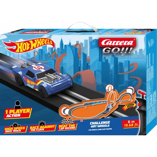 Autodráha Carrera GO Challenger Hot Wheels s autíčkem Night Shifter na 6 m dlouhé trati.