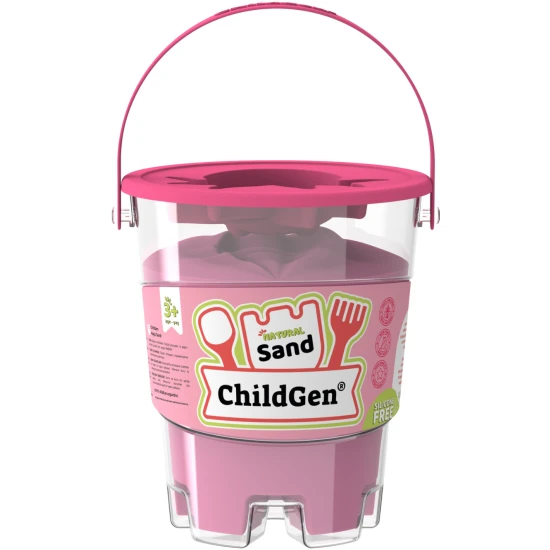 ChildGen Magický písek v kbelíku Pink 500g – přírodní, antibakteriální a voňavý kinetický písek pro děti.