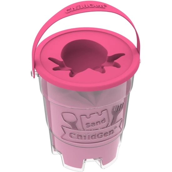 ChildGen Magický písek v kbelíku Pink 500g – přírodní, antibakteriální a voňavý kinetický písek pro děti.