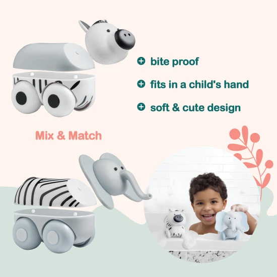 Magnetická zvířátka Magimals Wheely – hračka Zebra a Slon na kolečkách s magnetickými částmi