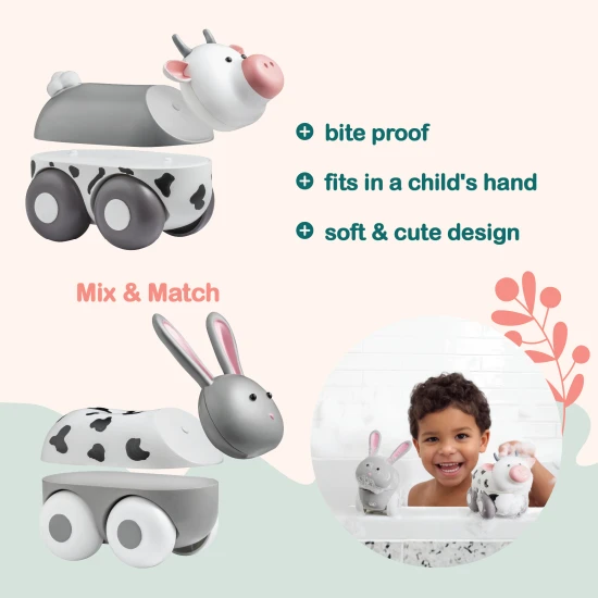 Magnetická zvířátka Magimals Wheely – hračka Zajíc a Kráva na kolečkách s magnetickými částmi