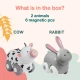 Magnetická zvířátka Magimals Wheely – hračka Zajíc a Kráva na kolečkách s magnetickými částmi