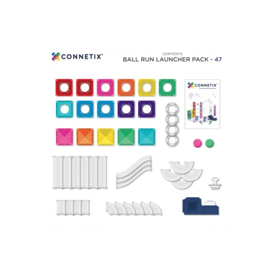 Connetix Magnetická stavebnice Ball Run Launcher Pack 47 dílů Connetix Magnetická stavebnice Ball Run Launcher Pack 47 dílů