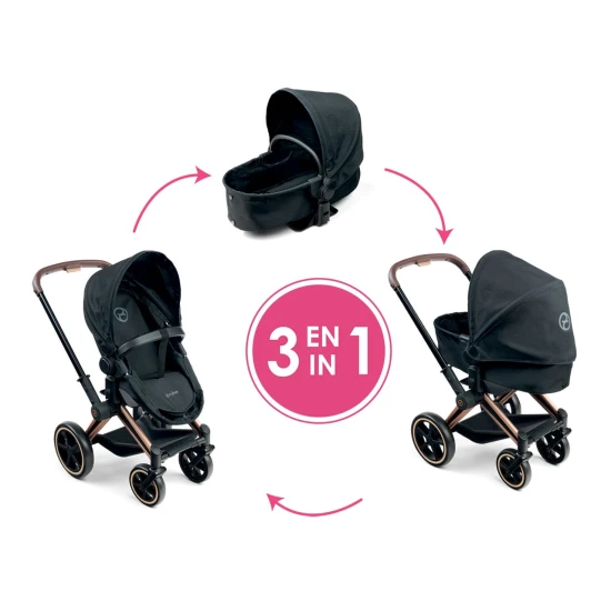 Kočárek Cybex Black 3 v 1 pro panenky 36-42 cm CO142070