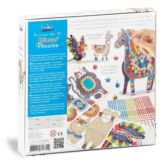 Kreativní sada pro děti 3D diamantová mozaika Zvířátka v Peru Crea Lign