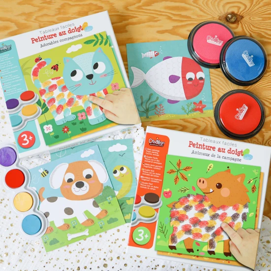 Créa Lign Malování prstovými barvami Domácí zvířátka 3+ Kreativní sada pro děti Prstové barvy Domácí zvířata