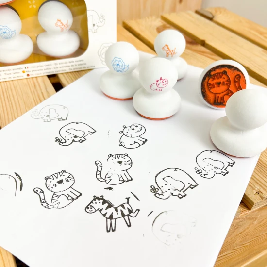 Kulatá razítka pro dětí Zvířátka ze savany 6 ks od Crea Lign