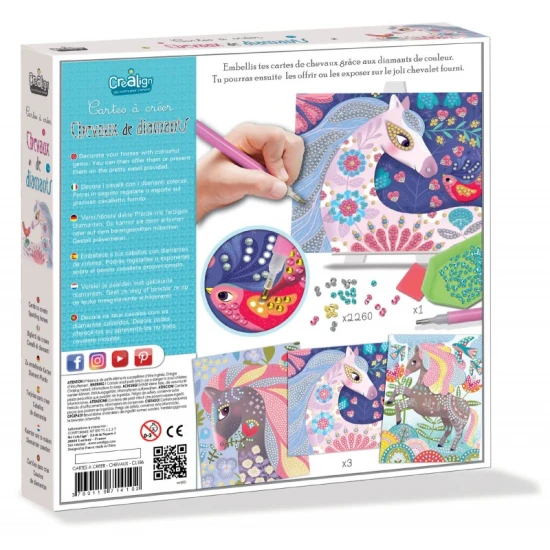 Créa Lign Diamantová mozaika Koně 5+ Kreativní sada pro děti Diamantové malování Koně Crea Lign