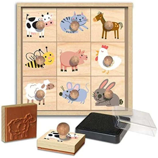 Sada razítek Dřevěná razítka pro děti s držákem Farma Crea Lign