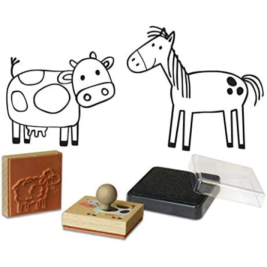 Sada razítek Dřevěná razítka pro děti s držákem Farma Crea Lign