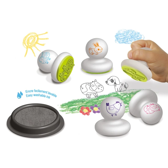 Kulatá razítka pro děti Domácí zvířátka 6 ks od Crea Lign