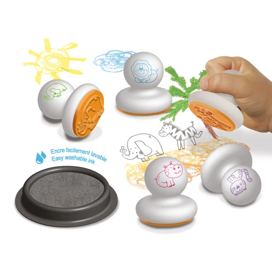 Kulatá razítka pro dětí Zvířátka ze savany 6 ks od Crea Lign
