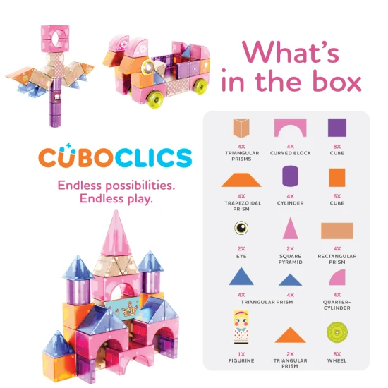 Magnetické kostky Cubo Clics Princess set 62 ks