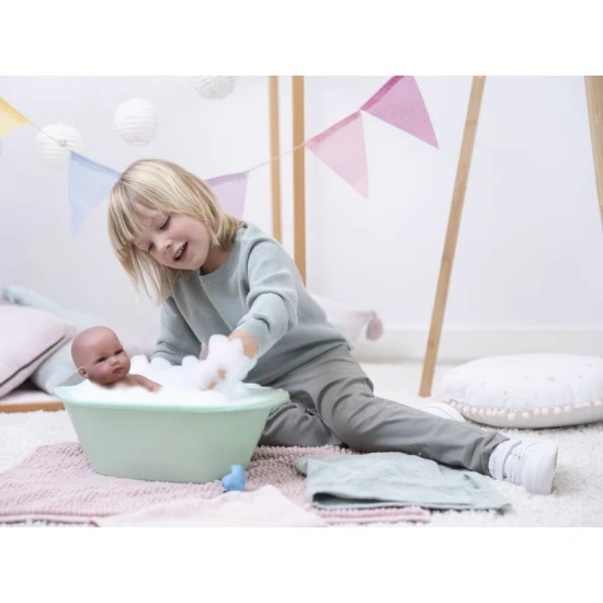 Miminko bez zvuku s vinylovým tělem, 35 cm, ručně vyrobené ve Španělsku, detailní zpracování, ideální pro koupání.