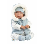 Llorens Miminko s měkkým tělem a zvuky v modré vestičce 44 cm Llorens Miminko s měkkým tělem a zvuky v modré vestičce 44 cm
