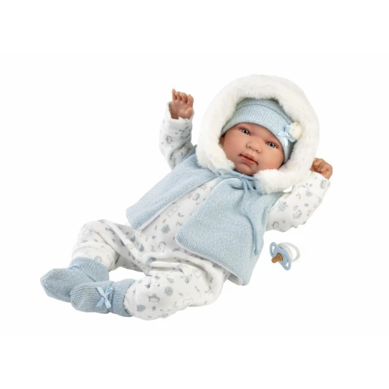 Interaktivní mluvící miminko Llorens 44 cm s realistickými zvuky "mama" a "papa".