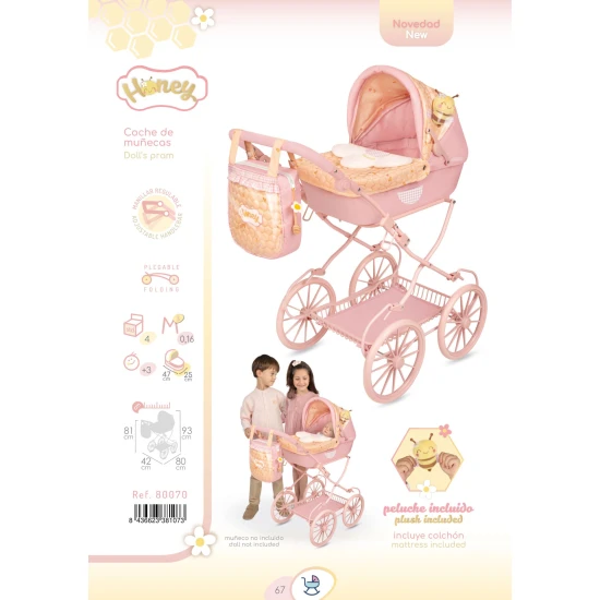 Skládací kočárek pro panenky s taškou DeCuevas Honey 2026 81 cm