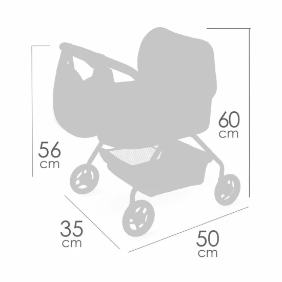 Kočárek pro panenky DeCuevas Tulipe 2025 v pastelových barvách s tulipánovým designem, ideální pro děti od 3 let.