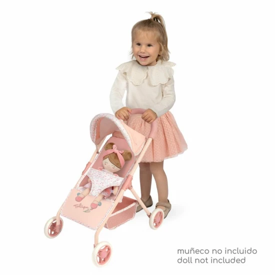 Sportovní kočárek pro panenky DeCuevas 90574 z kolekce Tulipe 2025 v pastelových barvách, ideální pro malé slečny.