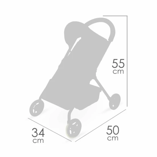 Sportovní kočárek pro panenky DeCuevas 90574 z kolekce Tulipe 2025 v pastelových barvách, ideální pro malé slečny.