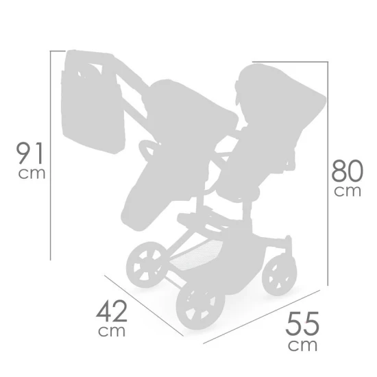 Skládací kočárek pro dvojčata panenky DeCuevas 90875 z kolekce Sophie 2025