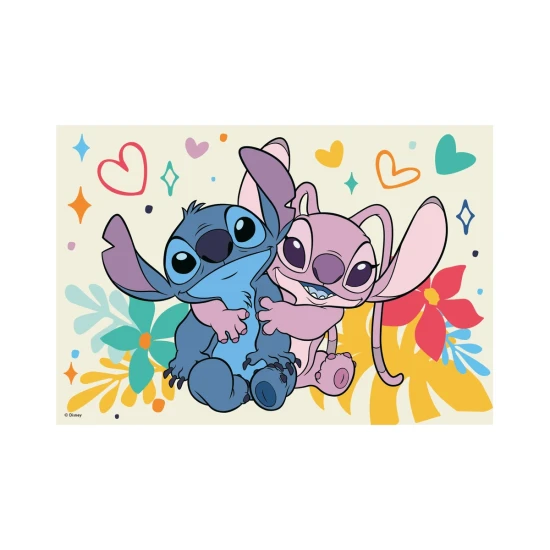 Dětské puzzle Stitch a Angel – 24 odolných dílků z kartonu