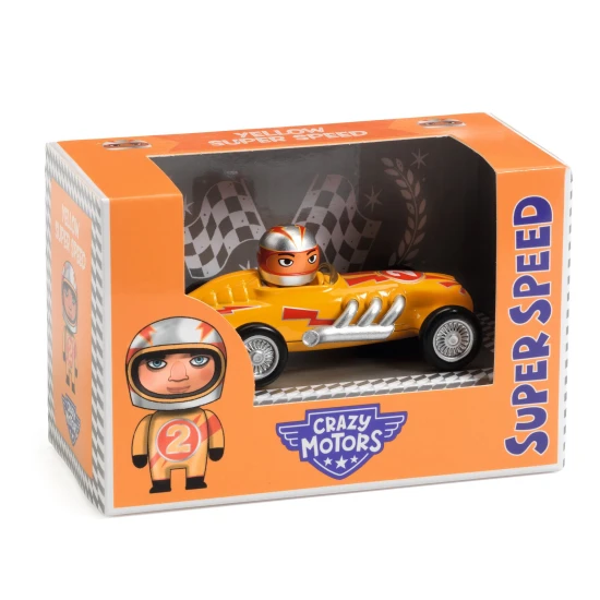 Kovové autíčko Crazy Motors Yellow Super Speed – Djeco DJ05454