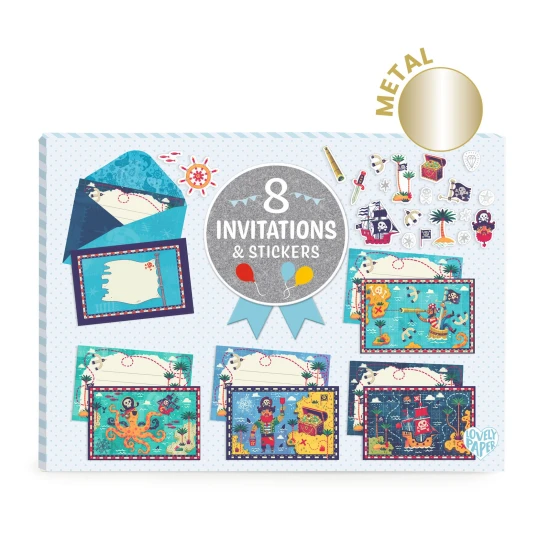 Piráti: 8 pozvánek & samolepky