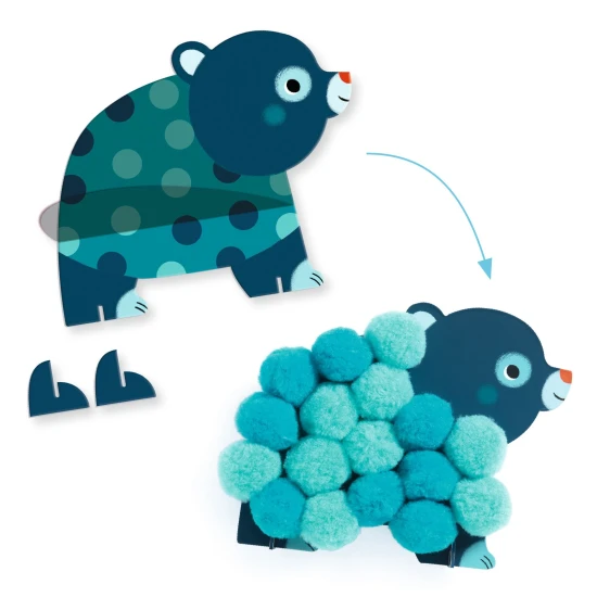 Koláže z bambulek Puntíkovaná zvířátka