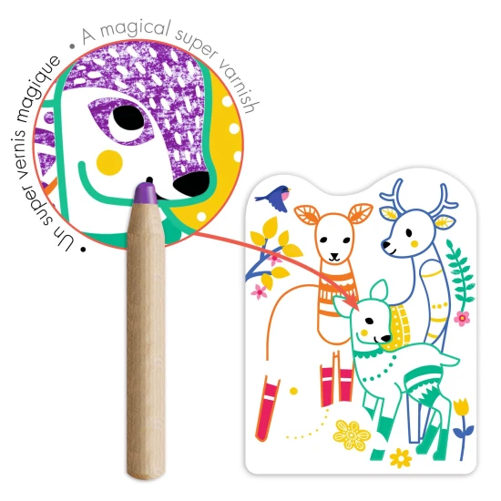 Magické vybarvování pastelka Rodiny z lesa