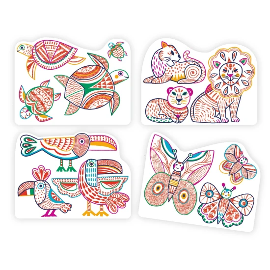 Magické vybarvování pastelkou Rodinky z divočiny