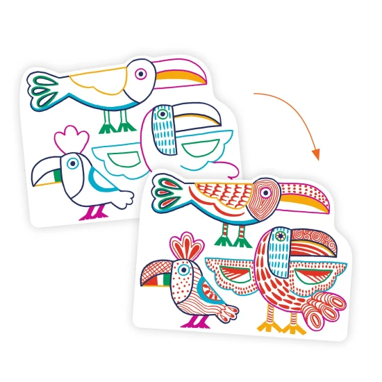 Magické vybarvování pastelkou Rodinky z divočiny