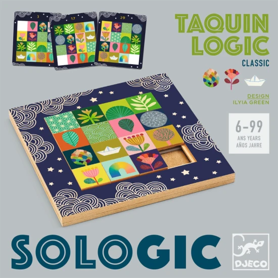 SOLOGIC Hlavolam Taquin Logic značky Djeco – 15dílné dřevěné posuvné puzzle pro rozvoj logiky a soustředění.