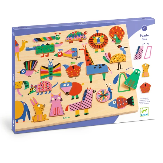 Dřevěné vkládací puzzle Puzzlo Geo