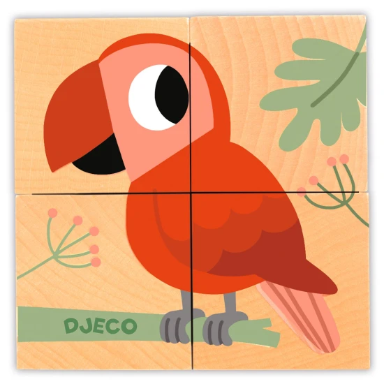 Kamarádi z divočiny: Dřevěné puzzle kostky