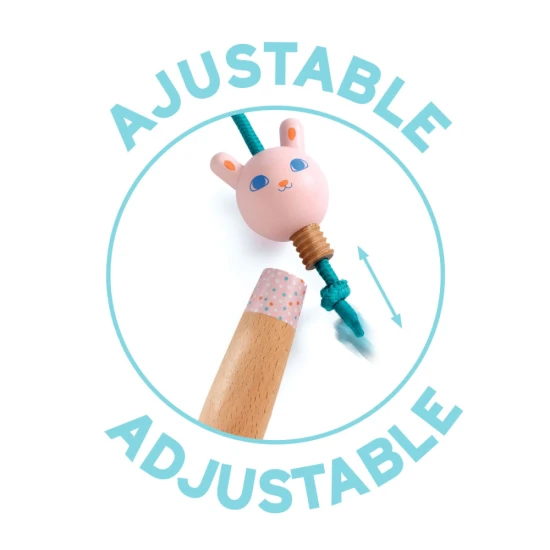 Barevně nastavitelné dětské svihadlo Lea s FSC certifikovanými dřevěnými rukama od Djeco.	