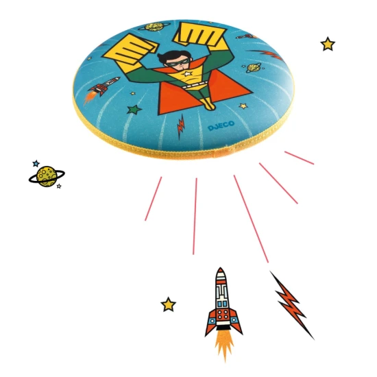 Létající talíř Hrdina Pěnový létající talíř Hrdina Djeco – lehký, voděodolný a bezpečný disk pro děti od 4 let.