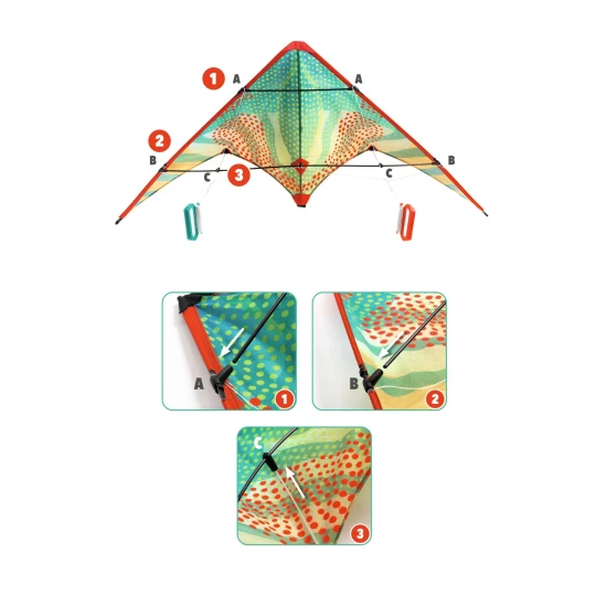 Akrobatický drak Djeco Red Dots 120 × 60 cm