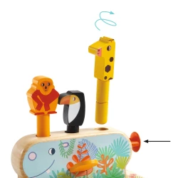 Multi Pop Dřevěná motorická hračka se 3 vyskakovacími zvířátky Multi Pop Dřevěná motorická hračka se 3 vyskakovacími zvířátky