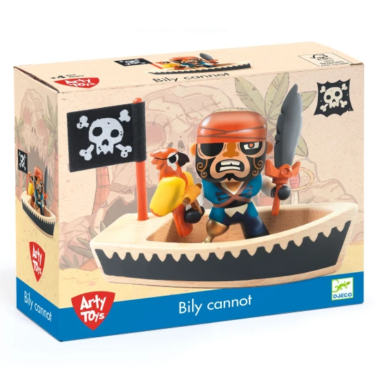 Arty Toys figurka pirát Bily Cannot s člunem